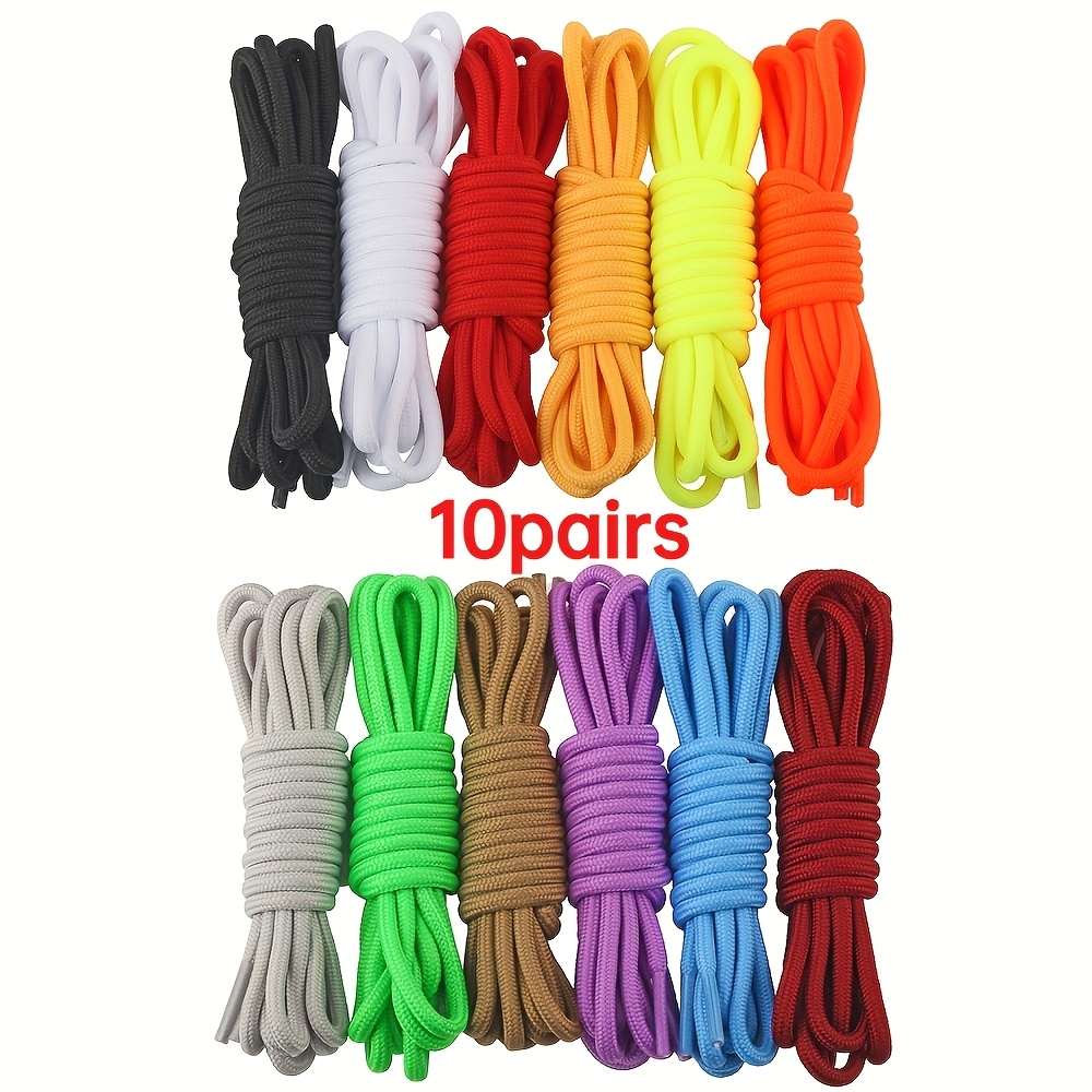 TEMU Paquete de 10 de cordones redondos para zapatillas - 4 mm de grosor, adecuados para zapatillas, botas, skateboarding, senderismo, deportes |