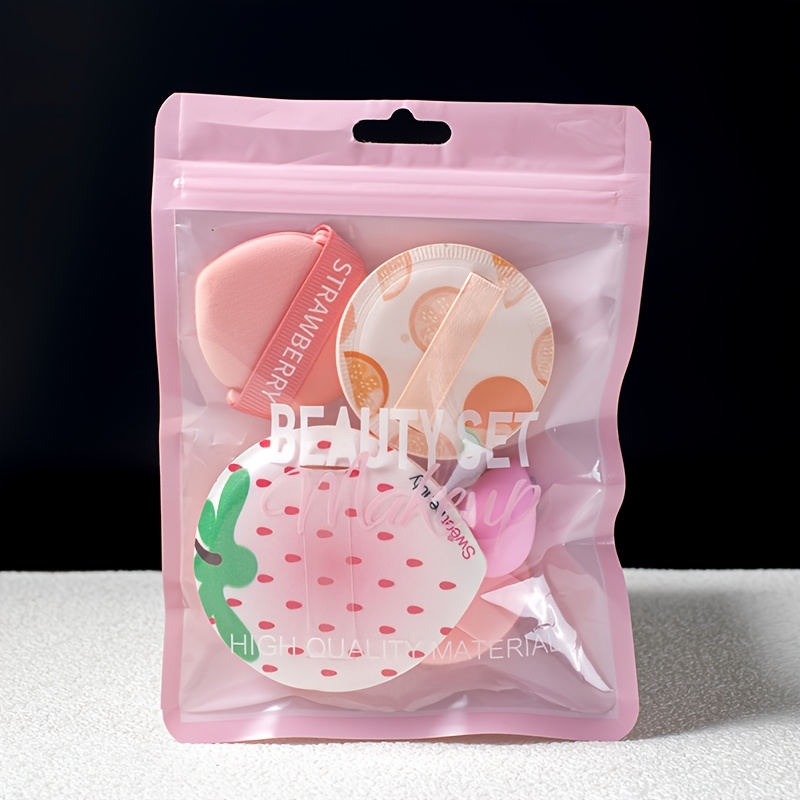 TEMU 5pcs Makeup Tool Set, Including 1 Large Marshmallow Makeup Puff, 1 Round Marshmallow Makeup Puff, 1 Cushion Puff, Puff, And 1 Mini Makeup Puff.