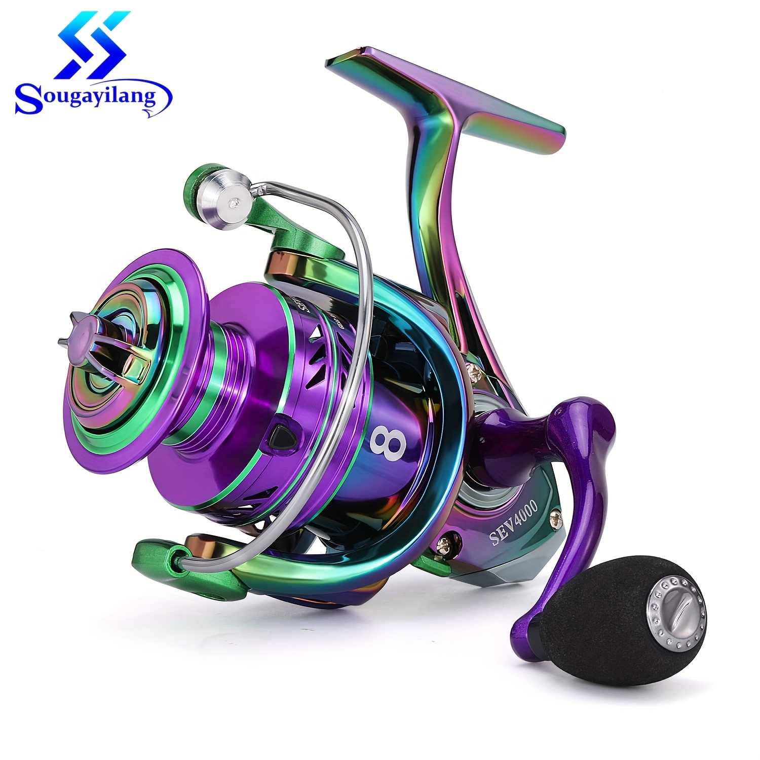 

Sougayilang 1pc 1000- Reel, Interchangeable Handle, , Cnc Aluminum Spool, Metal Fishing Reel For Freshwater And Saltwater