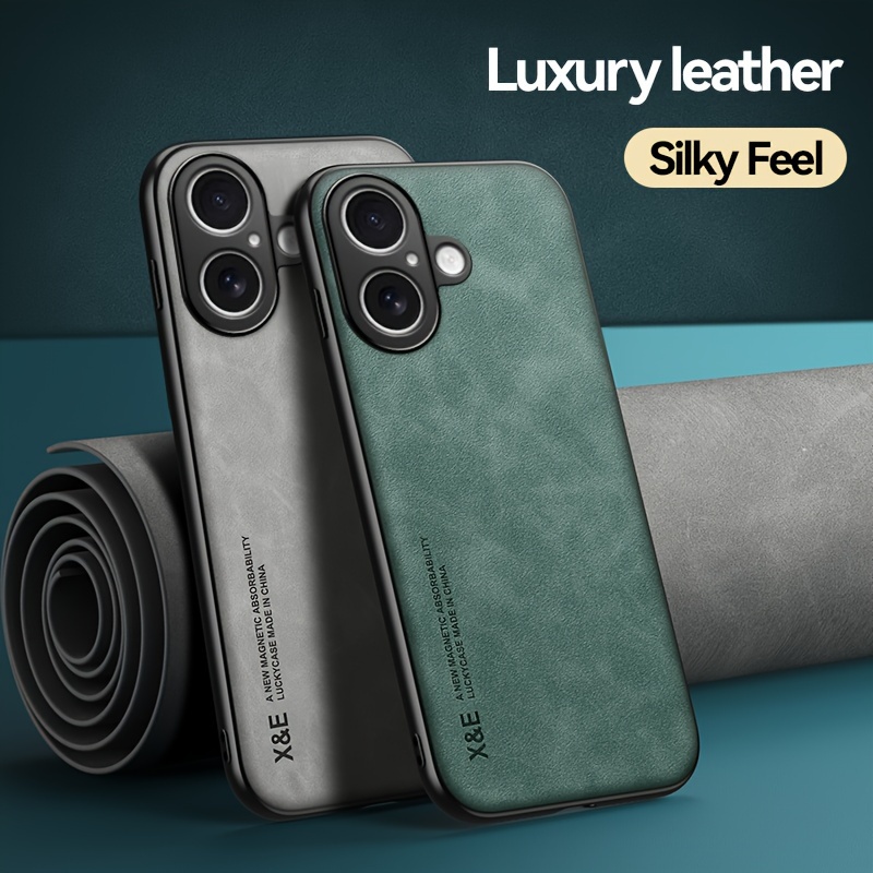 

Premium Leather Phone Case - With Built-in Magnetic Iron Sheet, Vehicle Magnet, Sheepskin Texture, Ultra-thin Design For , For Plus, For Pro, For Pro Max