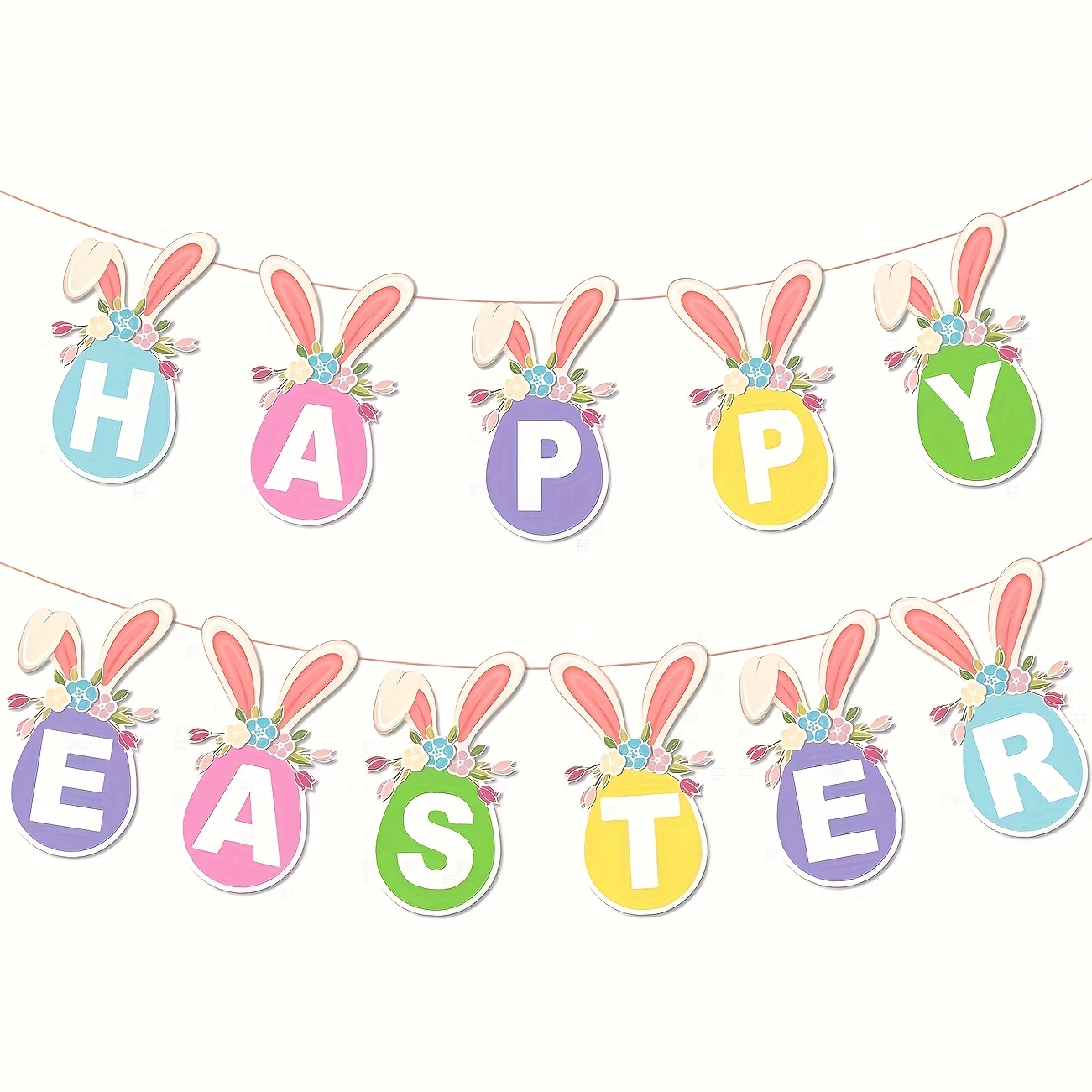 

Easter Bunny Garland Banner - Decorations For Home, Office, School, And Outdoor Parties - Paper Party Supplies By Mulkul, Spring, Party Decorations