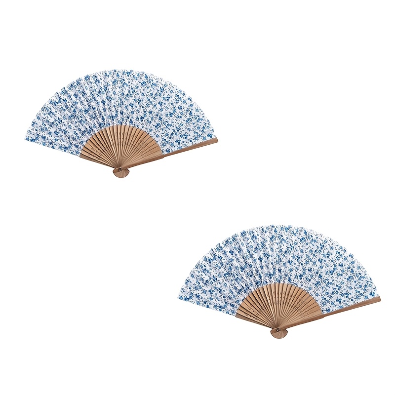 TEMU 2 pezzi a Blu, di Bamb羅, in Porcellana Blu e Stile Cinese, Decorazione Portatile Pieghevole per Feste di Matrimonio Estive, Accessori di