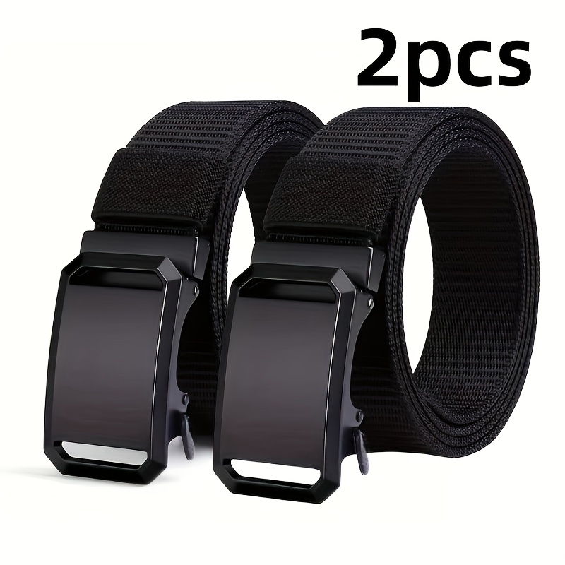 TEMU Men's Belt 2pcs Nylon Belt | Unisex, Multi-functional - Designed For Outdoor Sports And Training, Breathable Canvas Weave, Quick-release Design,