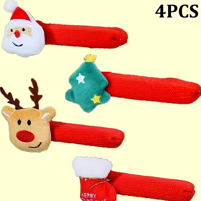 TEMU Set da 4 decorazioni natalizie in tessuto per maniglie delle porte con copricampane e coperture protettive, adatte per pomelli di porte con e ,