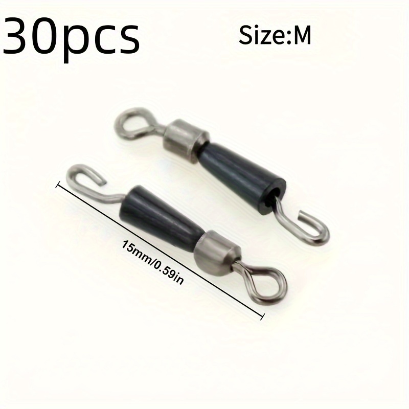 TEMU 30pcs Quick Change Fishing Swivel Hook Connector - Easily Catch Fish With M/l Size, Black Silicone And , Includes Snap And Line Connector, Anti