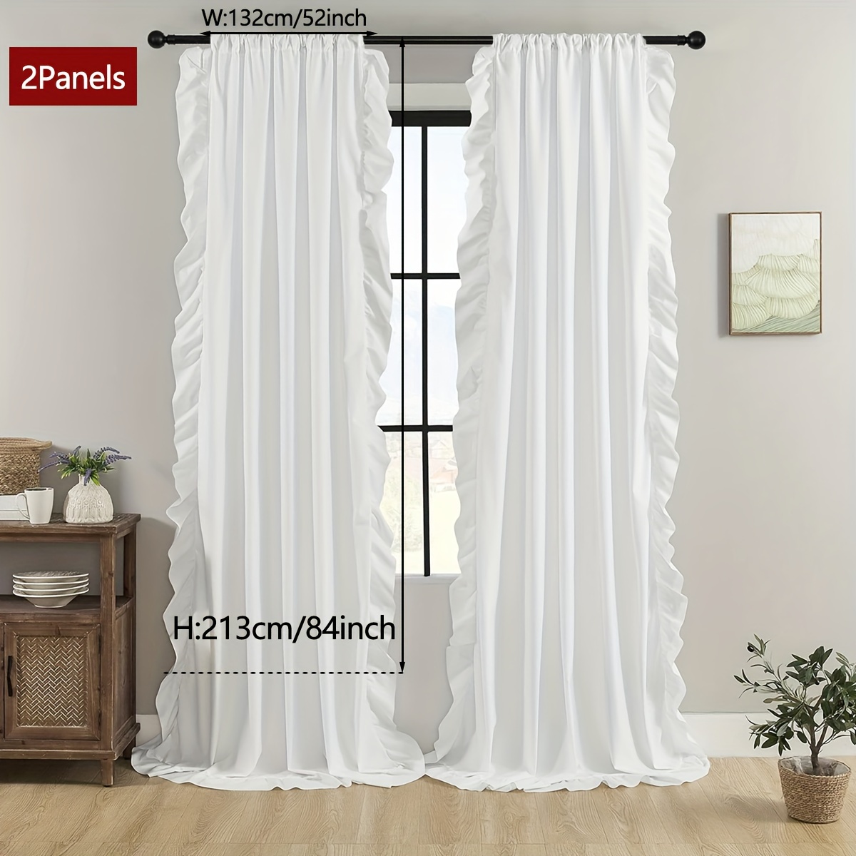 2 Panels French Romantic Semi-blackout Curtains, White Light Luxury Bay Window Balcony Curtains Living Room Bedroom Decorative Curtains