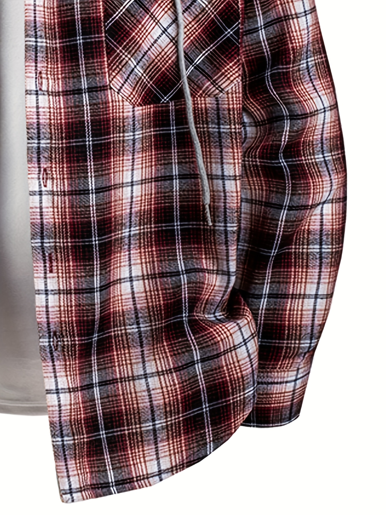 New Men'S Spring And Autumn Hooded Shirt Casual Jacket, Buttoned Plaid Top, Lightweight Outdoor Casual Sportswear for Men, Stylish Everyday Outfit with Pockets