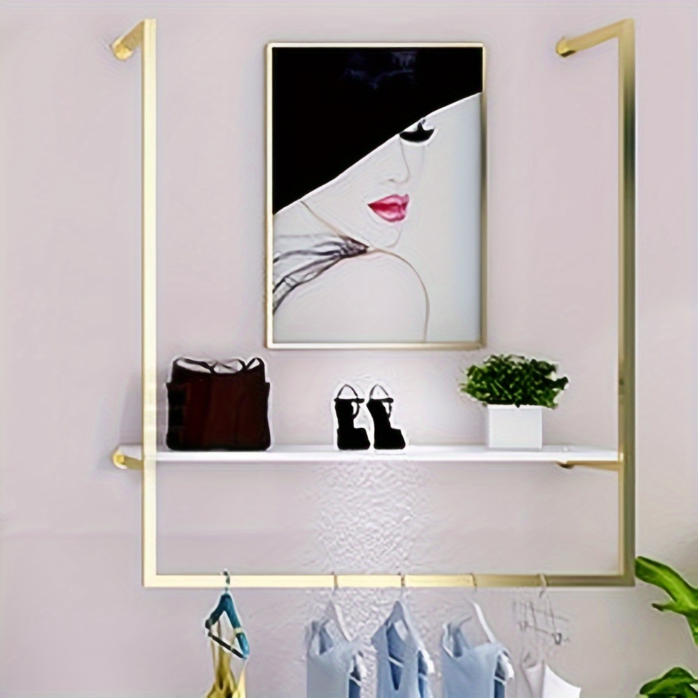 

Wall Mounted Clothing Display Golden Rack Metal U-shaped Clothing Display Shelf Us