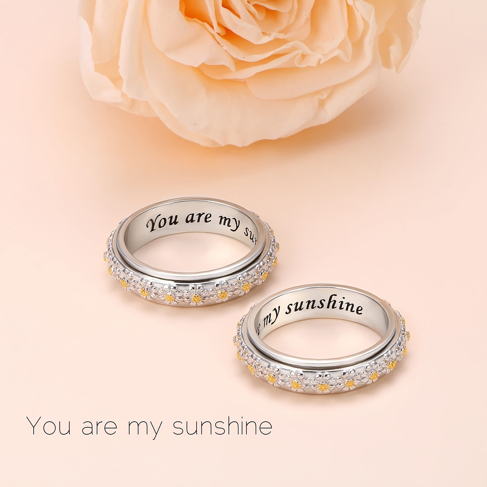 sterling silver daisy spinner ring for   relieving flower fidget ring elegant gift for women   Product details 2