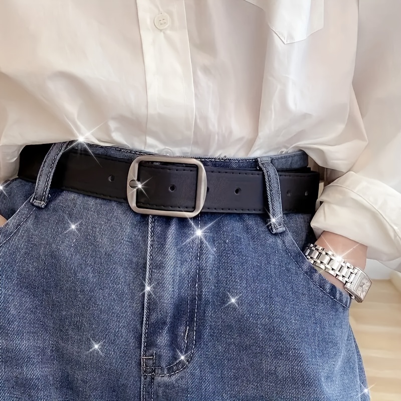 E-shop 1 Unisex Schwarzer Vintage-Pin-Schnallen PU-Ledergürtel für Jeans, Trendiger Einfacher Vielseitiger Herrengürtel