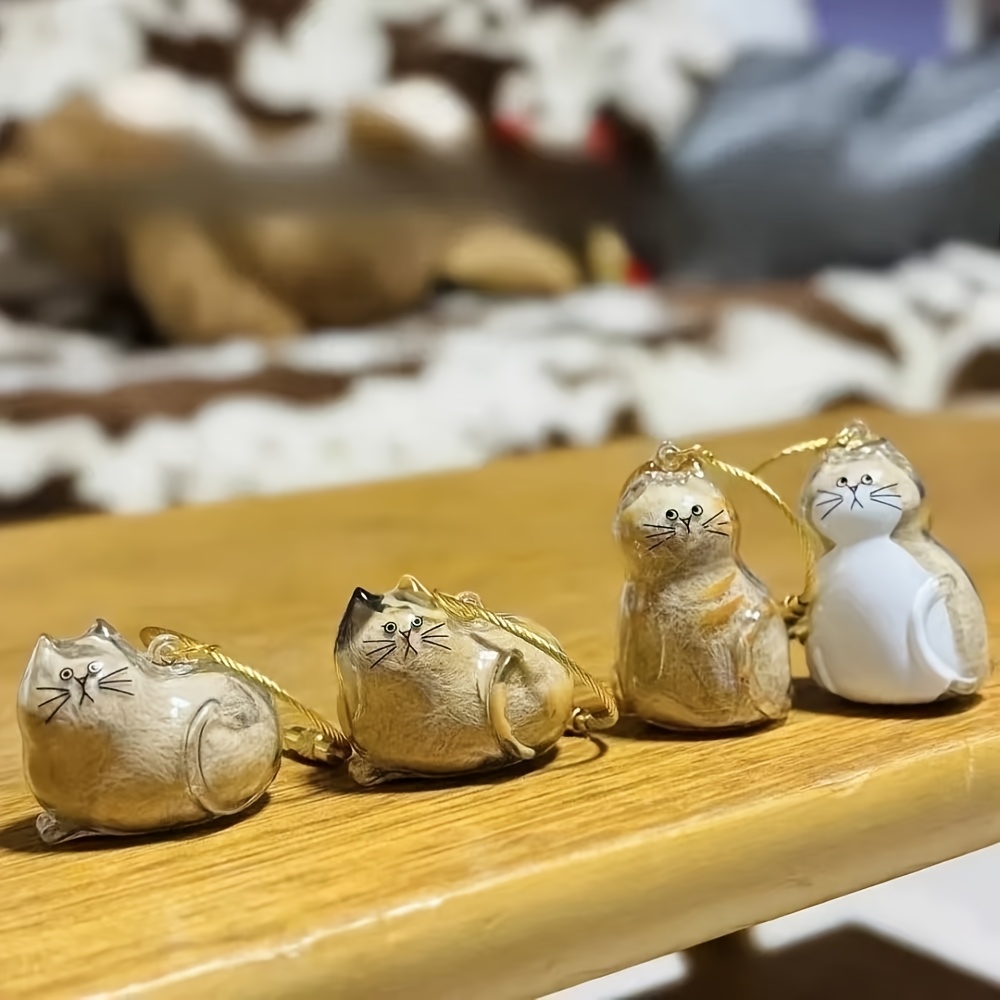 TEMU 4pcs Random Style Clear Cat Memorial Capsules - Cute , Cat-shaped Sealed Pet Hair Storage Box With Hanging Ring - Memorial Gift For Cat Owners,