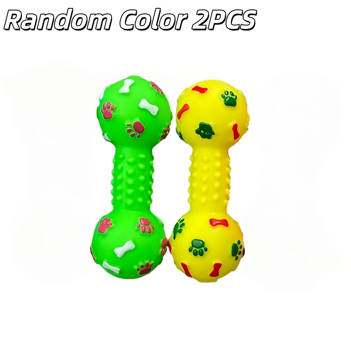 TEMU 2pcs/3pcs/4pcs Random Color Dog Toys, Chew-resistant Squeaky Dumbbells, Toys For Small Dogs, Vinyl Material, Recommended For Medium And Small