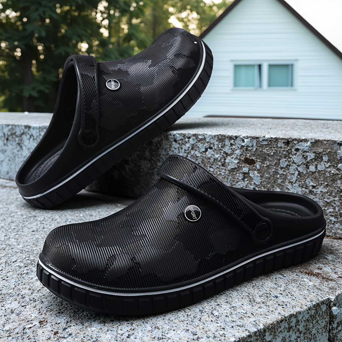 TEMU Sandali a punta larga taglie forti, zoccoli con punta chiusa, scarpe da spiaggia, scarpe da giardino, scarpe casual slip-on, design antiscivolo