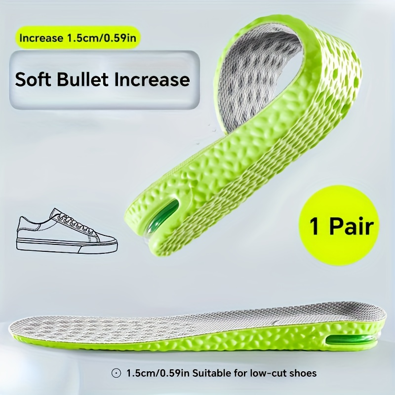 TEMU 1pair Invisible Height Increasing Insoles, Breathable Comfortable Insoles, Unisex Shock Absorption Insoles