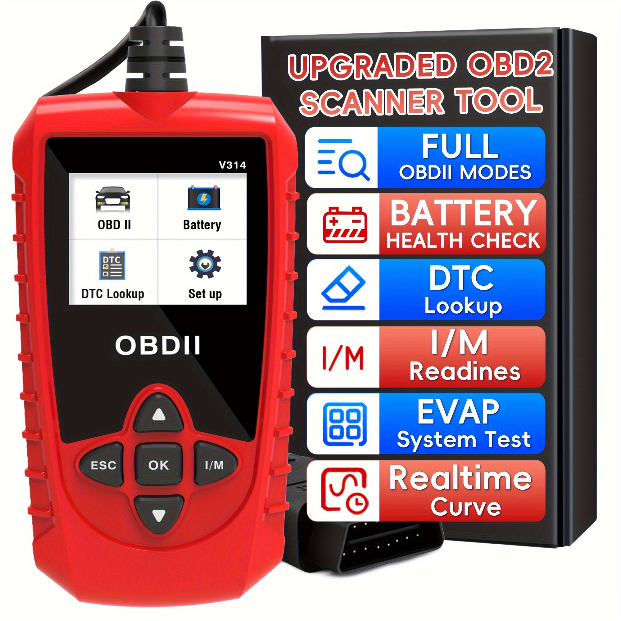 Obd2 Scanner Tool Obdii/eobd Car Code Reader Check Engine Temu