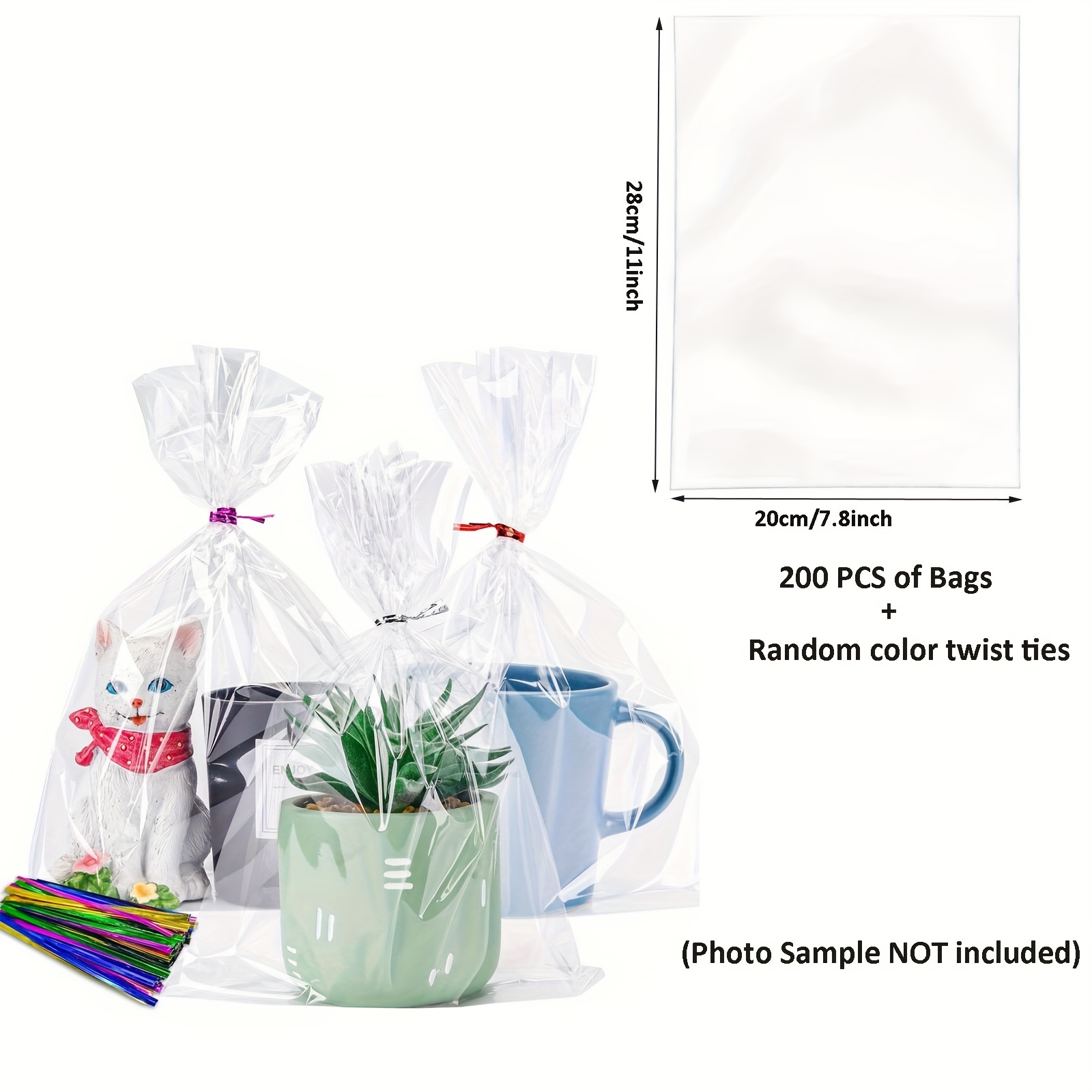 100pcs 200pcs clear plastic cellophane bags with twist ties ideal for party favors candy and treats durable reusable and easy to carry candy bags