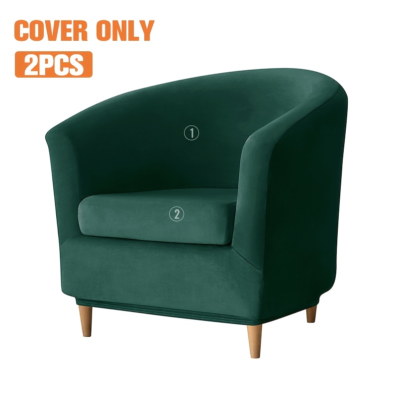2pcs/set Velvet Tub Chair Slipcover With Cushion Cover, Club Chair Cover