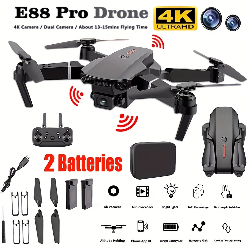 

2025 New E88/e99 Remote Control Dual Camera Drone With Color Lighting, Controllable Photography, Foldable Remote Control Drone, Indoor/outdoor Beginner Foldable 4 Axis Aircraft