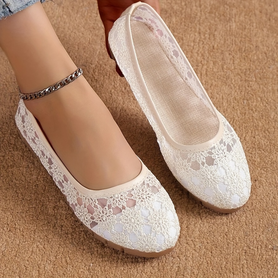 

Women's Flower Pattern Flat Shoes, Breathable Mesh Slip On Shoes, Lightweight & Comfortable Shoes