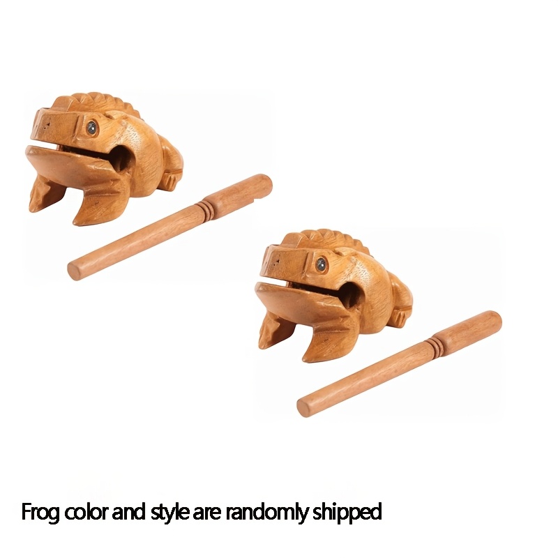 TEMU 2 piezas de adornos de decoración de sonido de rana de madera a , instrumentos de percusión de madera, creativas de , regalos de juegos
