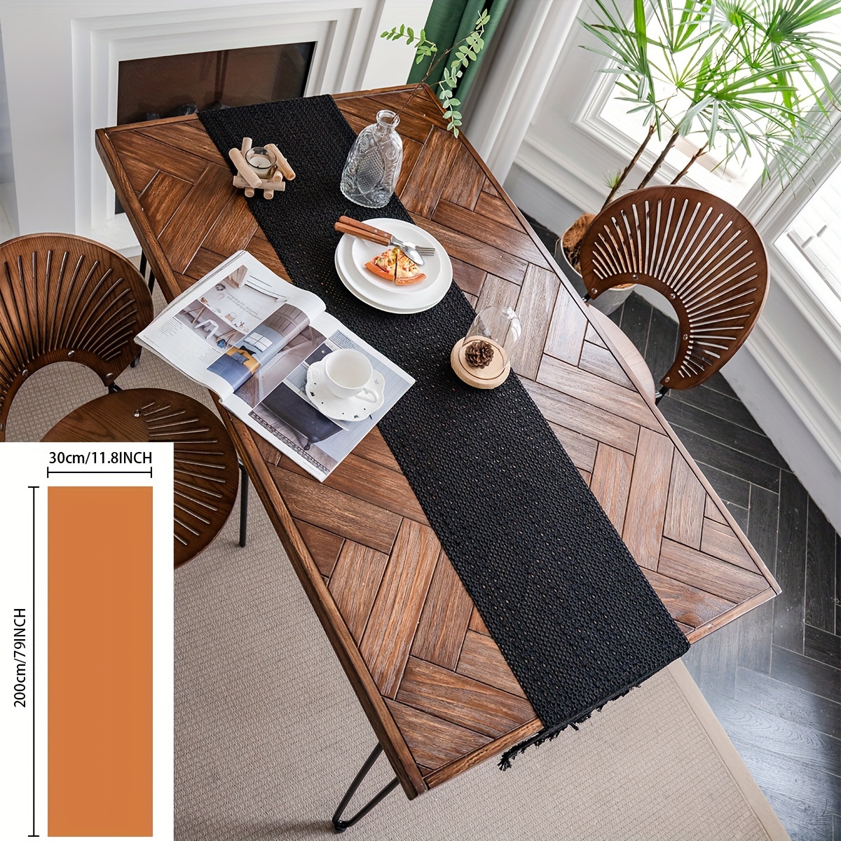 Image of Character Table Runner, Black Tassel, American , 1pc