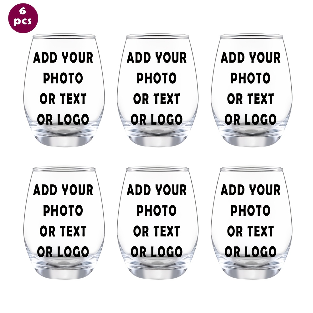 TEMU 1pc/6pcs/12oz/350ml/Verres à Vin Pied Personnalisés, Photo ou ou Logo Personnalisé, Verres à Champagne et Whisky, Verres de Fête pour Intérieur