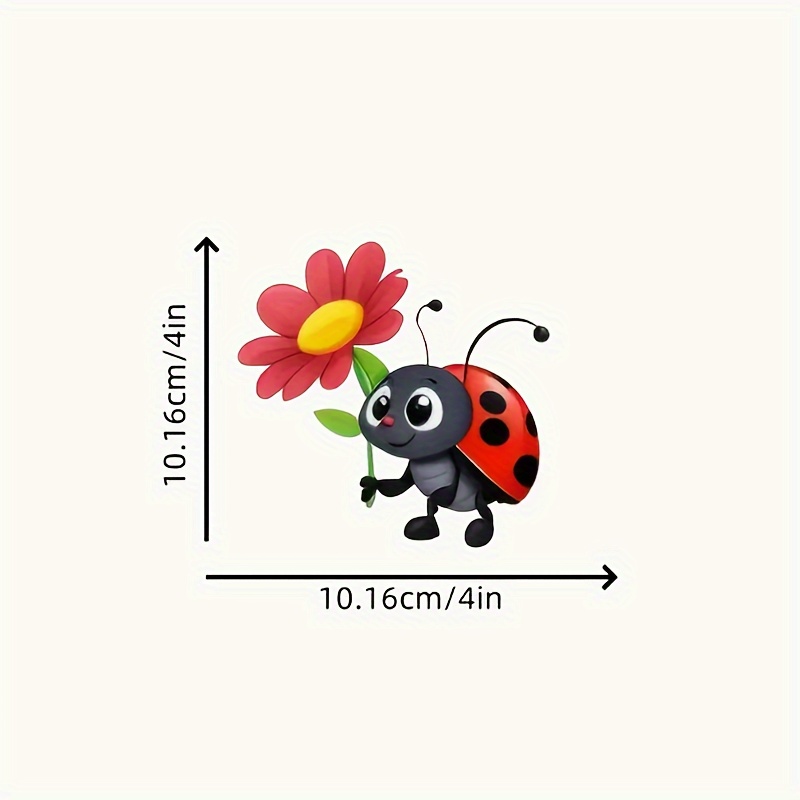Nature Exquisite Ladybug Cartoon Decorative Sticker Suitable For Bumper, Car, Refrigerator, Suitcase, Motorcycle, Racing Car, Fishing Boat, Laptop