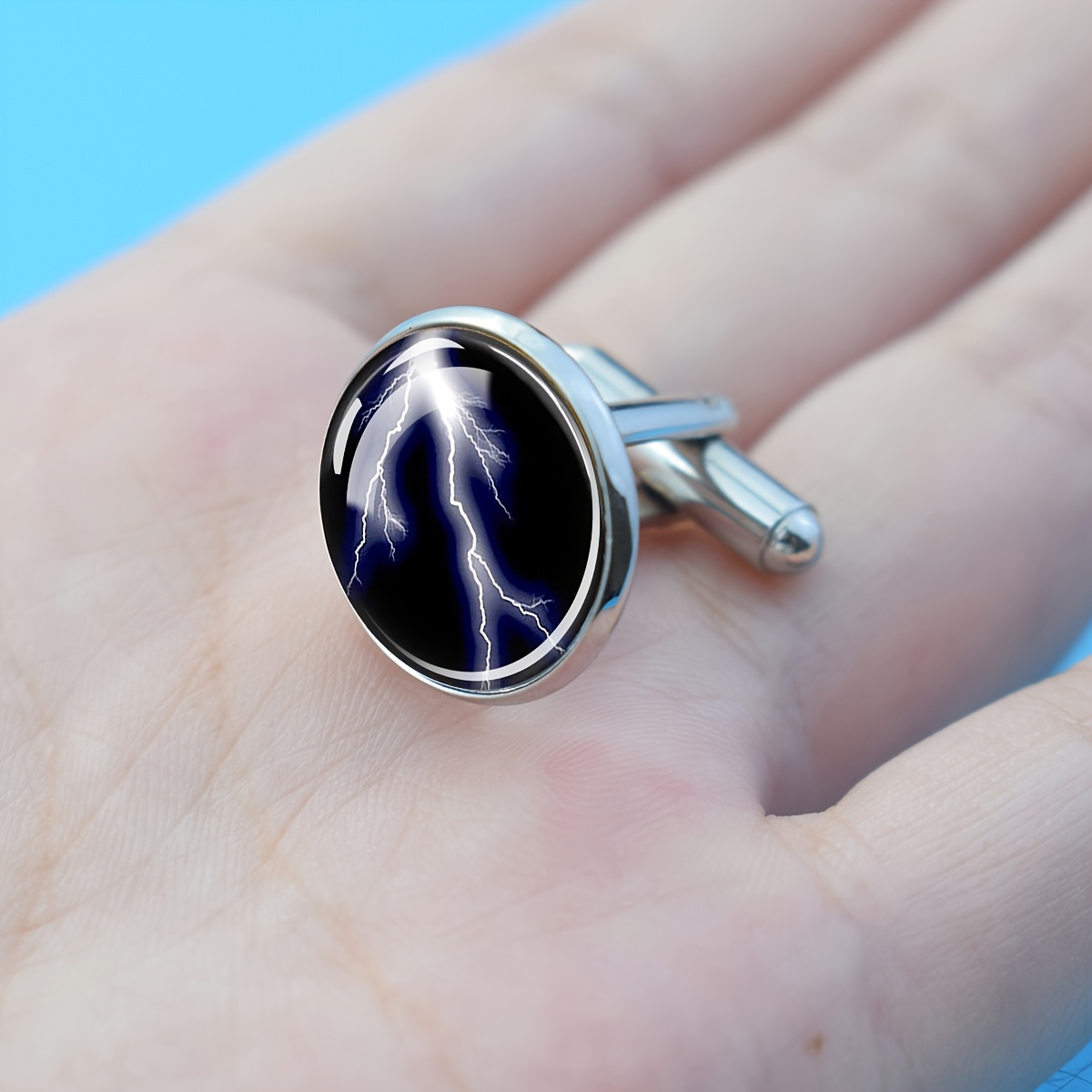 Lightning Storm Design Cufflinks, Elegant Men's Jewelry Gift