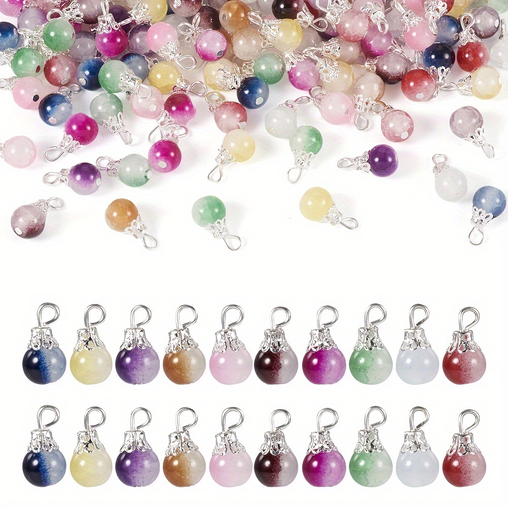 

100pcs 10 Colors Baking Painted Teardrop Colorful Glass Pendants Charms With Loops For Diy Jewelry Making 16x8mm