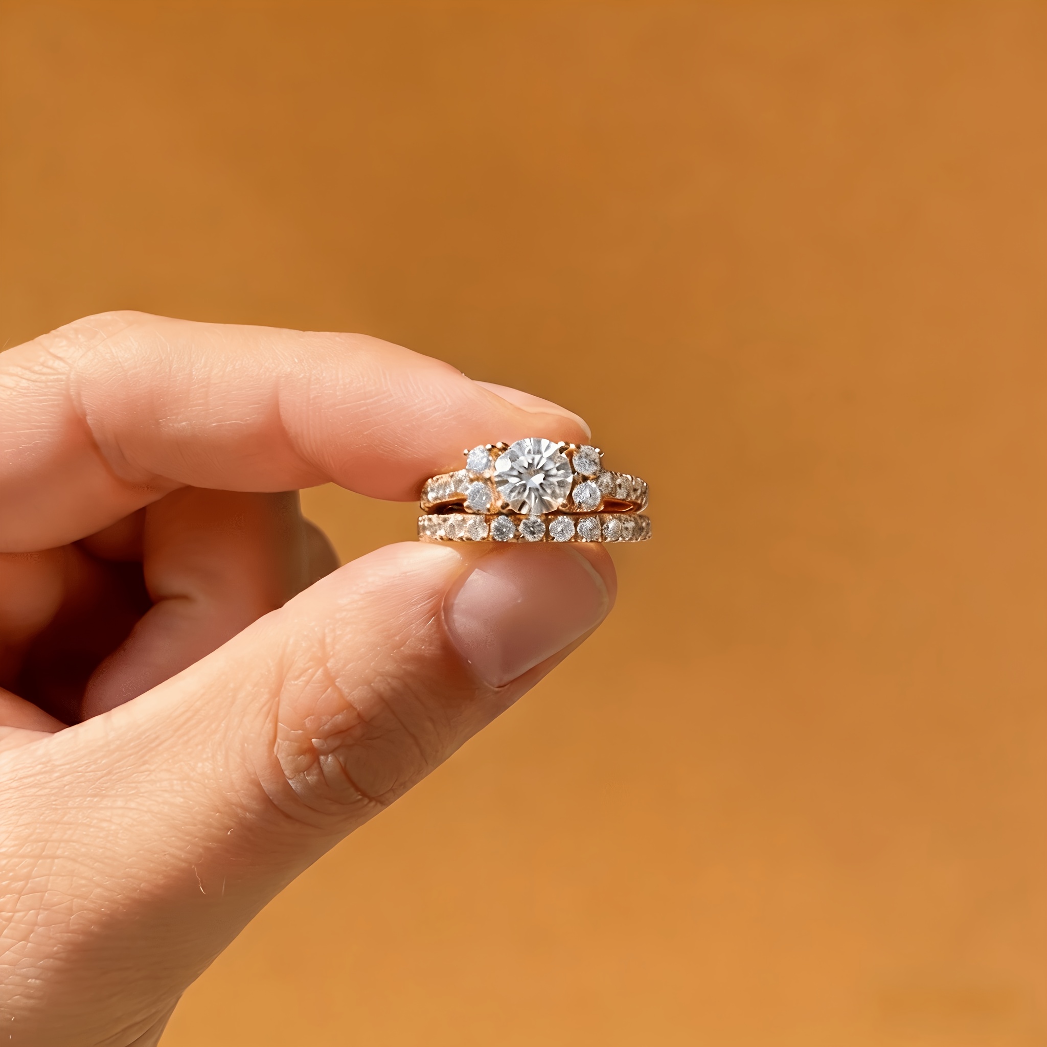 Women's Designed Round Ring Set, Versatile Fashion
