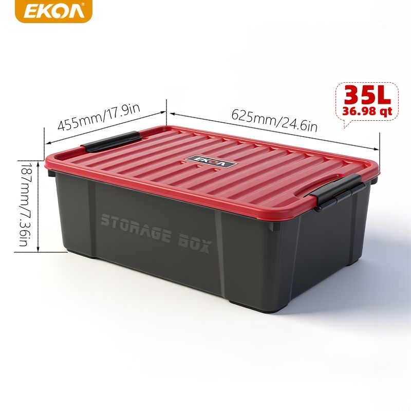EKOA 35L Storage Boxes with Lids, Durable Plastic Organisers