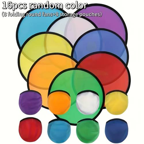 16pcs set of foldable cluster fans random colors 8 storage bags easy to store reusable vibrant colors suitable for daily use party favors