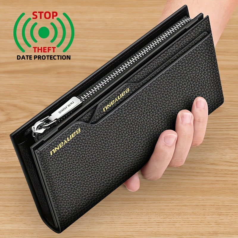 

1pc Top Layer Cowhide Long Wallet With Large Capacity, Multiple Cards, Ideal Gift For Men