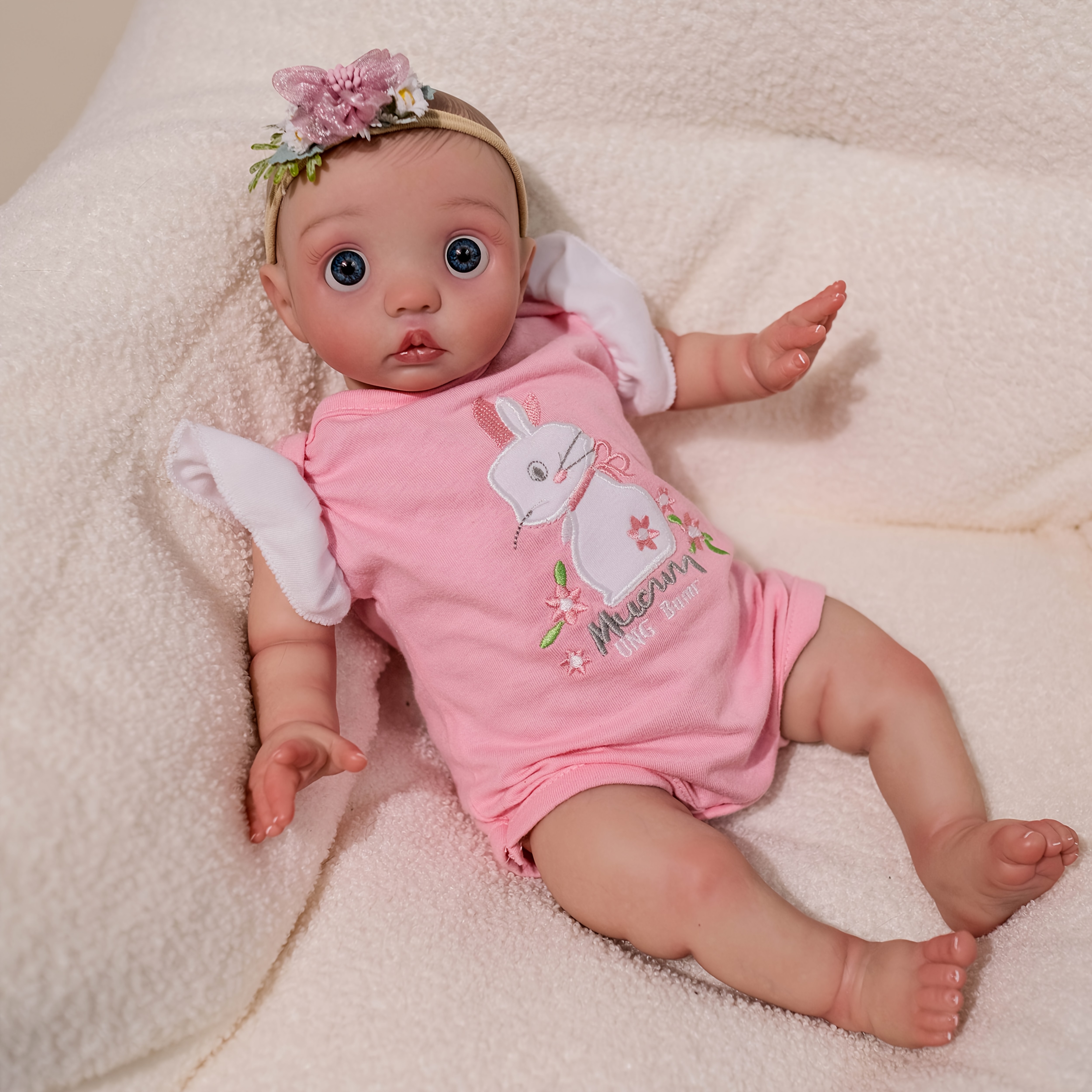16-Inch Realistic Vinyl Handmade Doll with Soft Cloth Body, Hand-* and  Onesie Perfect Collectible Toy for Birthdays or