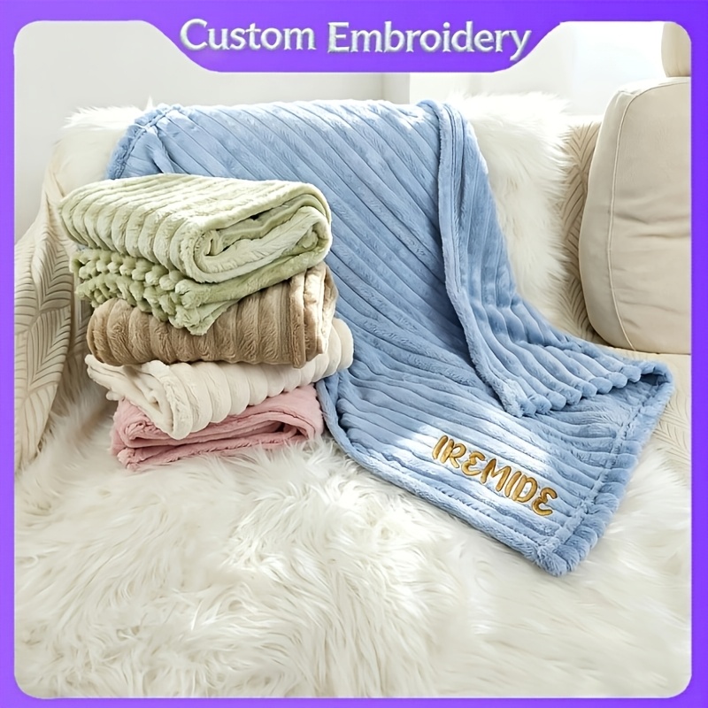Custom Embroidered Name Flannel Blanket