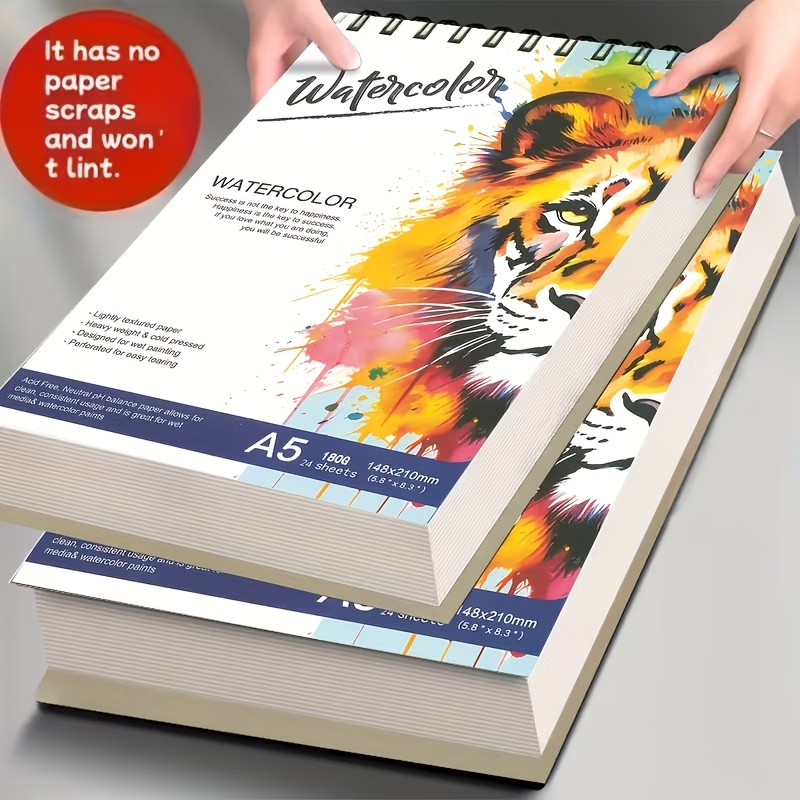Image of Large A5 Watercolor Pad Spiral Bound Art Sketchbook Heavy Paper For Watercolor Acrylic Gouache Ink Painting And Mixed Media Artwork
