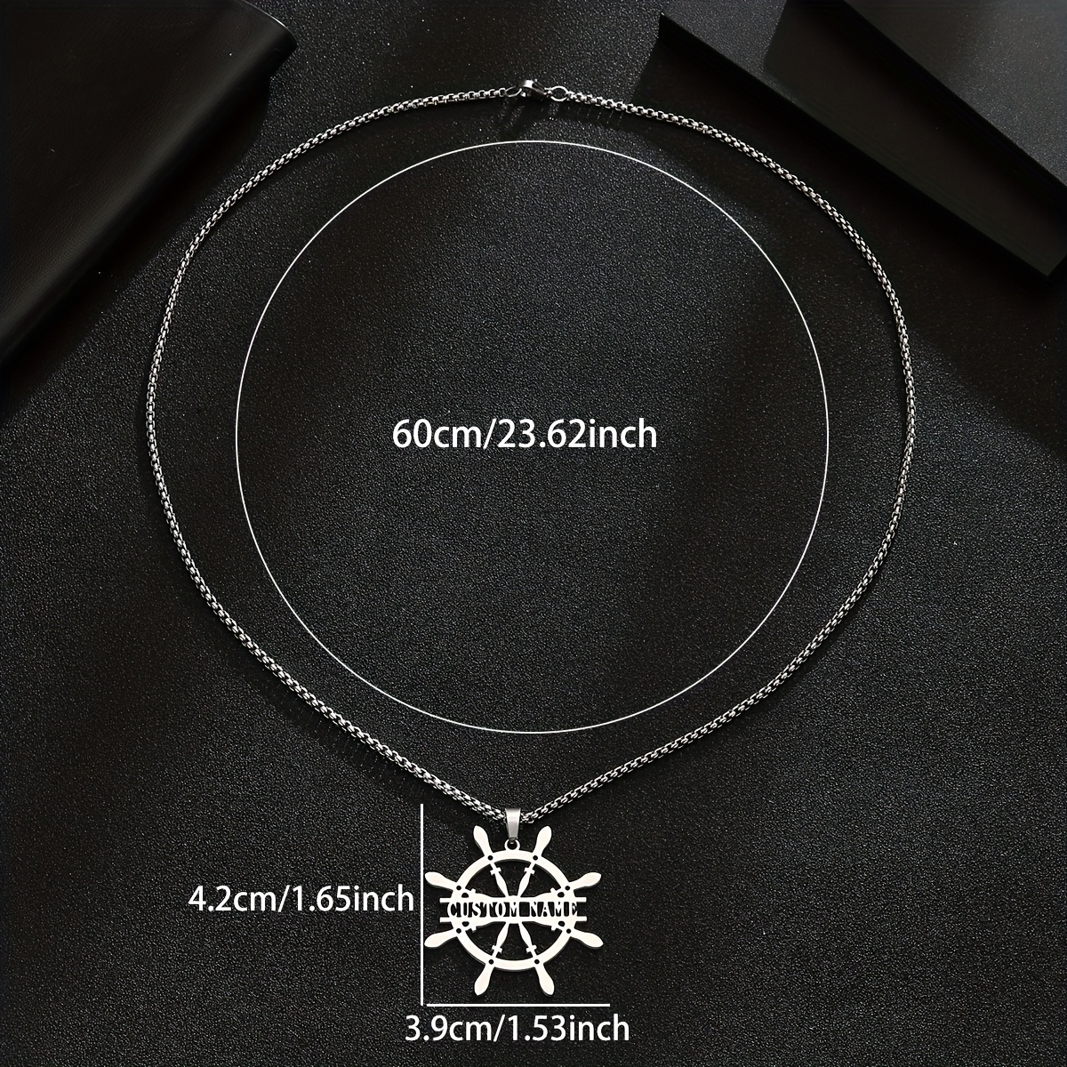 Personalized Stainless Steel Helm Wheel Pendant Necklace
