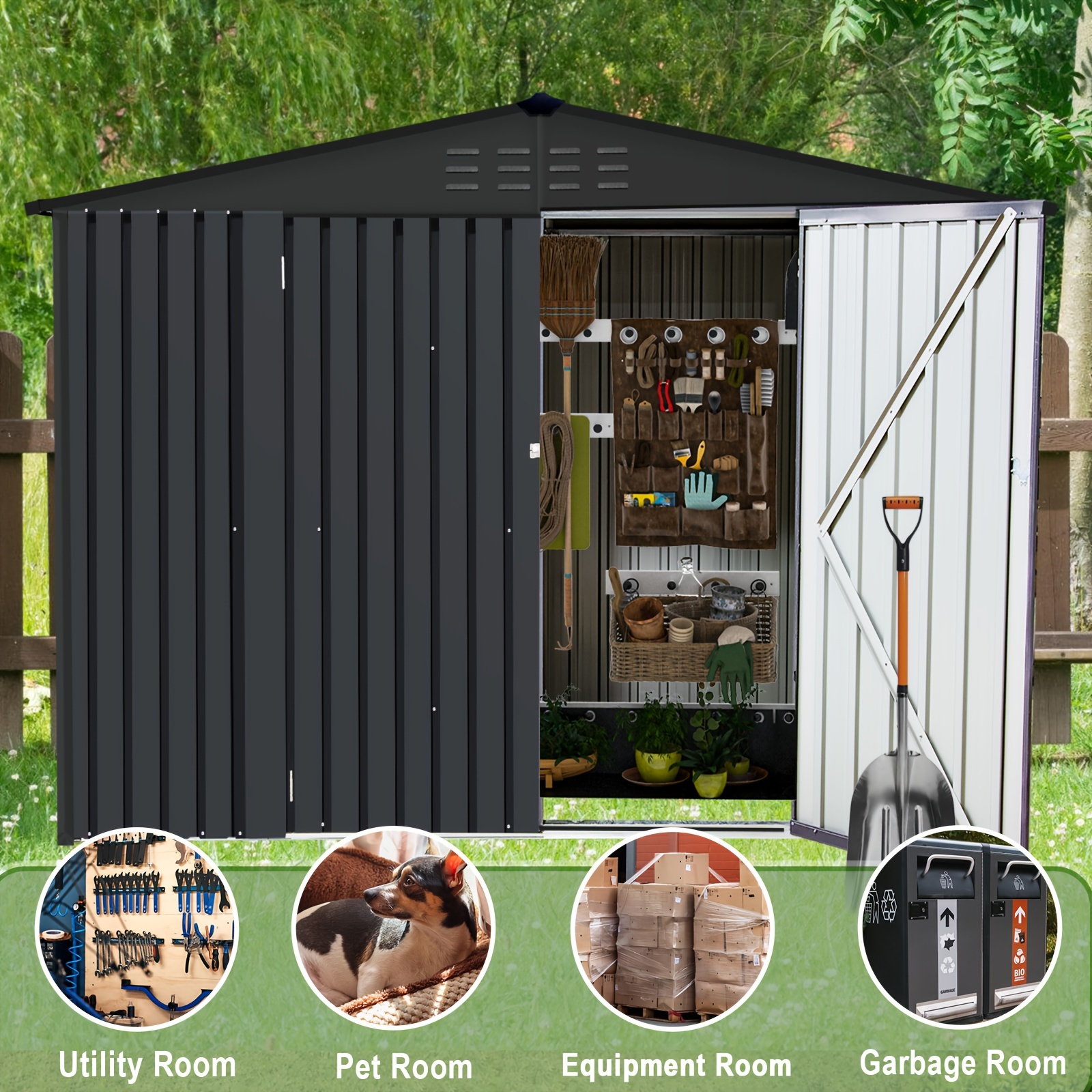 outdoor storage shed garden shed door garden tool shed large - Temu
