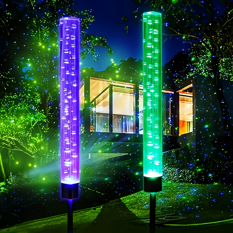 TEMU Set Of 2 Amill Solar Pathway Lights - Led Garden Lamps With Color-changing Feature, Featuring An Acrylic , Suitable For Outdoor Lawn And ,