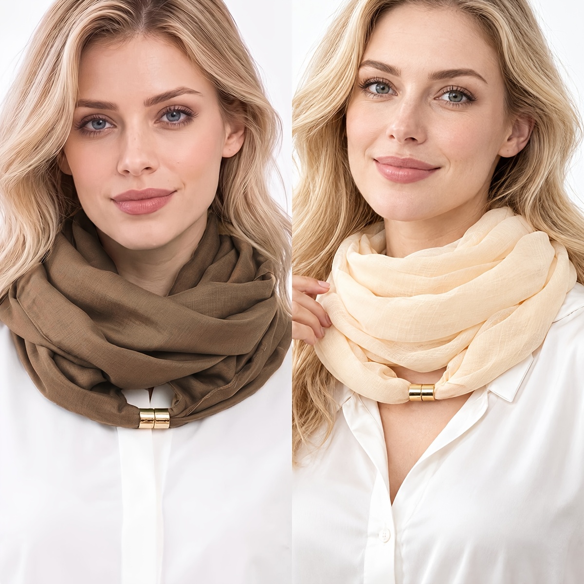 TEMU 2 pezzi Sciarpa Francese Elegante Senza Versatile a Sciarpa Minimalista Sciarpa Versatile di Livello Stile Pendolare