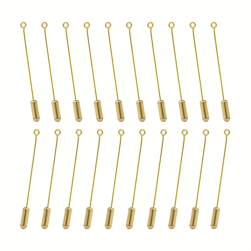 

20pcs Broches Dorées avec Fermoir de Sécurité, Aiguille Longue pour la Fabrication de Bijoux DIY - pour Costumes, Cravates, Chapeaux & Écharpes pour