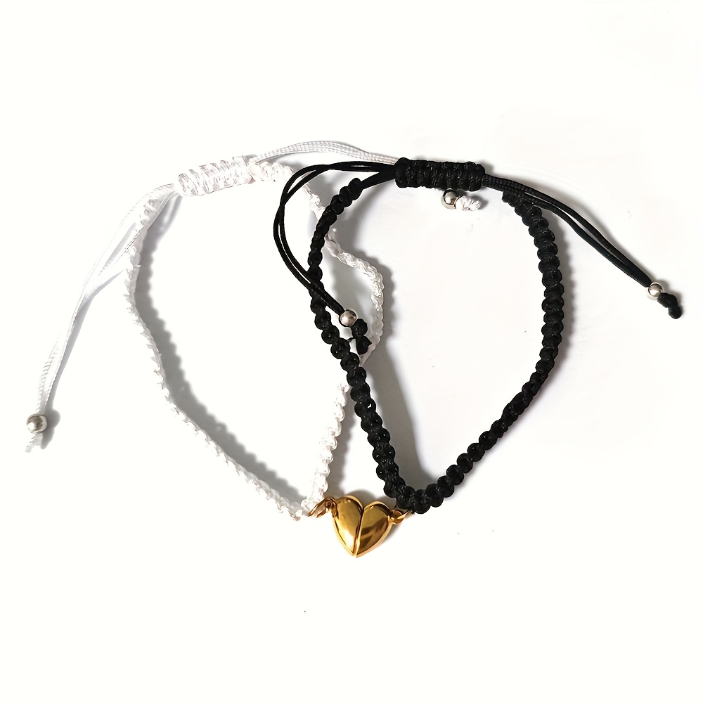 2pcs Personalized Initial Couple Bracelets, Adjustable