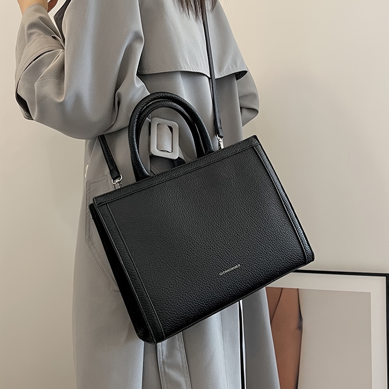 

Minimalist Tote Bag For Women, Business Work Briefcase Bag, Trendy Square Crossbody Handbag