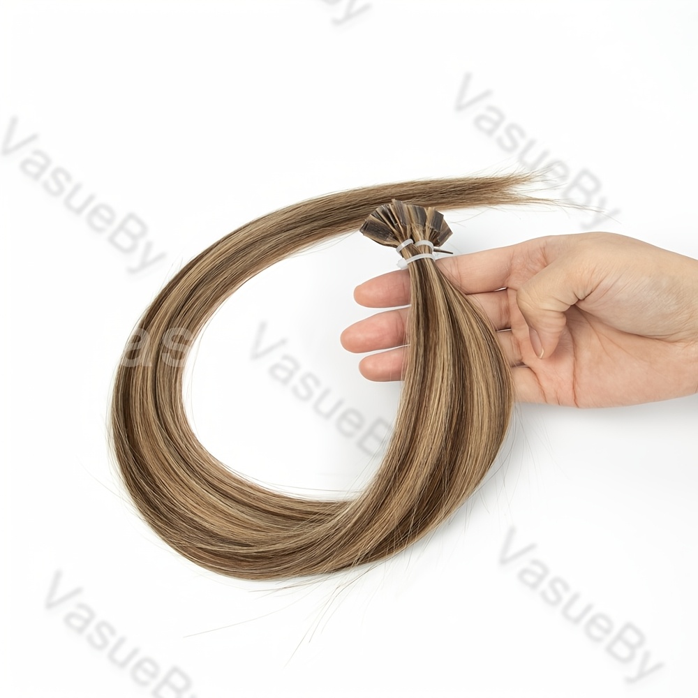 22inch 50pcs Of Hot Fusion Flat Tip Human Hair Extensions, Featuring Natural Straight Keratin Tips, Designed For Salon Use To Enhance Hair Length And Volume For Women Real Human Hair Extensions