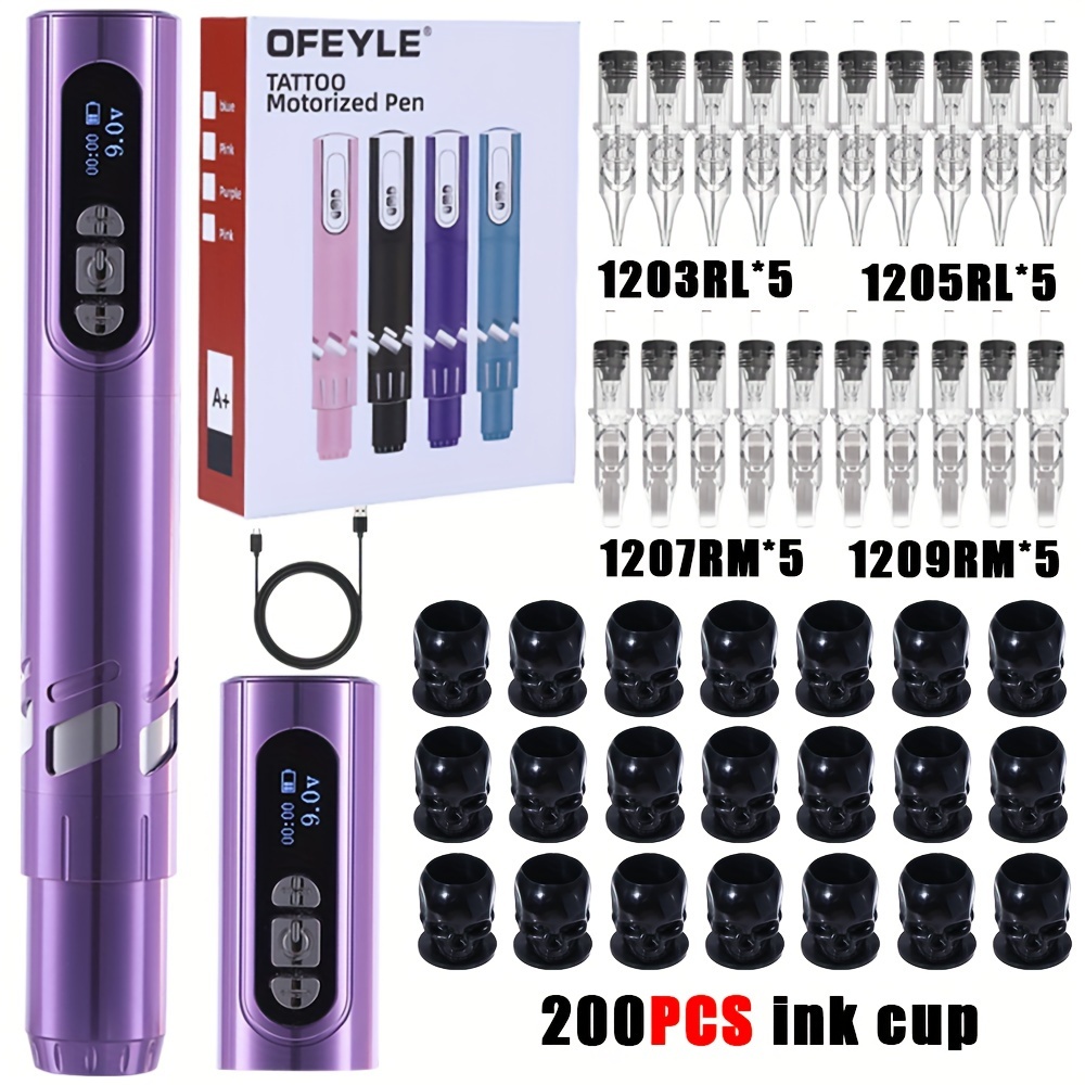 

Wireless Kit Rechargeable Battery 20pcs Mix 200pcs Ink Cup Set For Artists