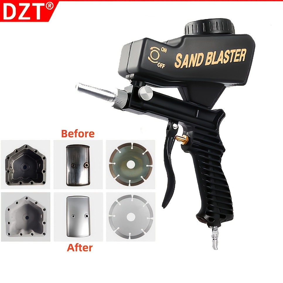 TEMU Adjustable Pneumatic Sandblasting Gun | 600cc Ergonomic Handheld Device + 90psi Multi-abrasive Compatible (sand/baking Soda/walnut Shell) | For