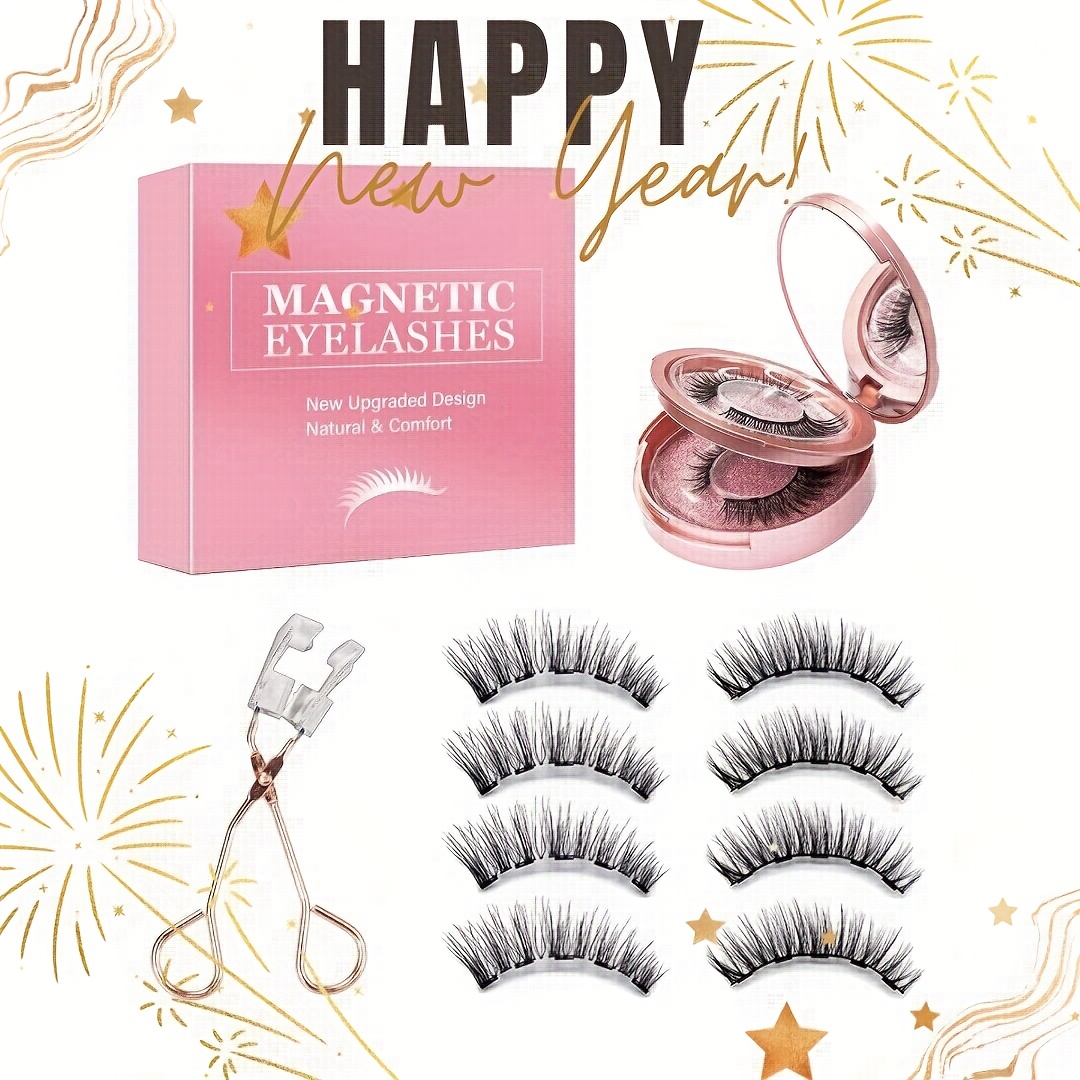 

Valentine's Day Magnetic Eyelashes Without Eyeliner - Dual Magnetic Lashes With 8 Pair, 3d False Eyelashes Kit With Applicator, Reusable & Waterproof, , Makeup, Daily Use, Parties & Christmas Gift