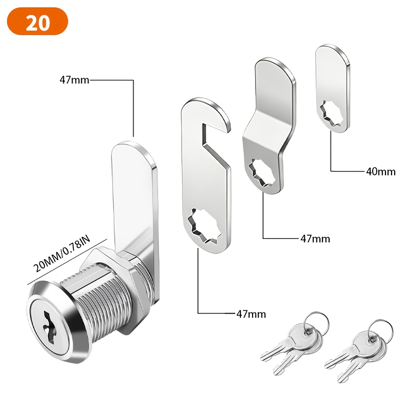 TEMU 10pcs/Set 16/20Mm Serrure à languette de sécurité, comprenant 4 clés et 4 serrures à combinaison différentes, serrure de casier de cassette,