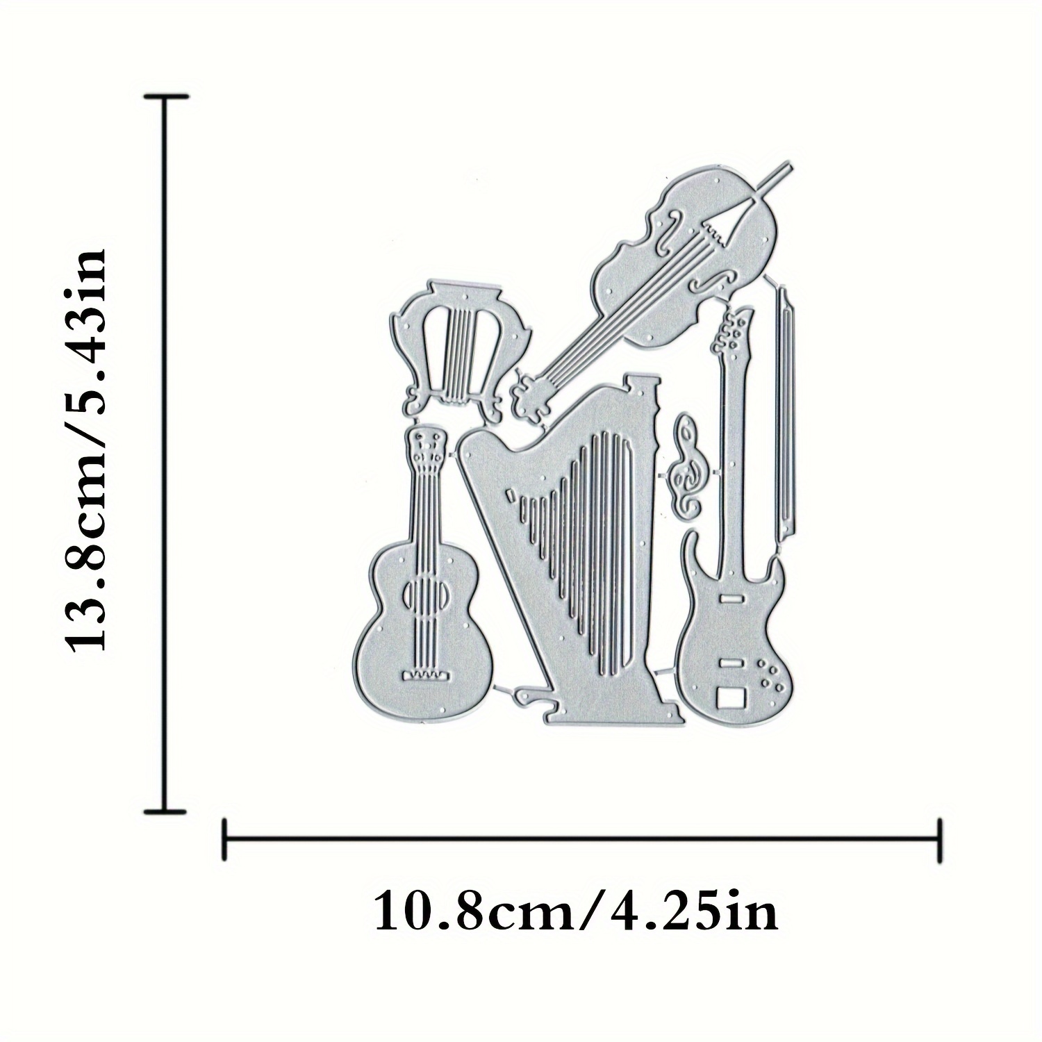 Image of 1pc Guitar Instrument Greeting Card Background Metal Cutting Die For Birthday Cake Scrapbooking Paper Craft