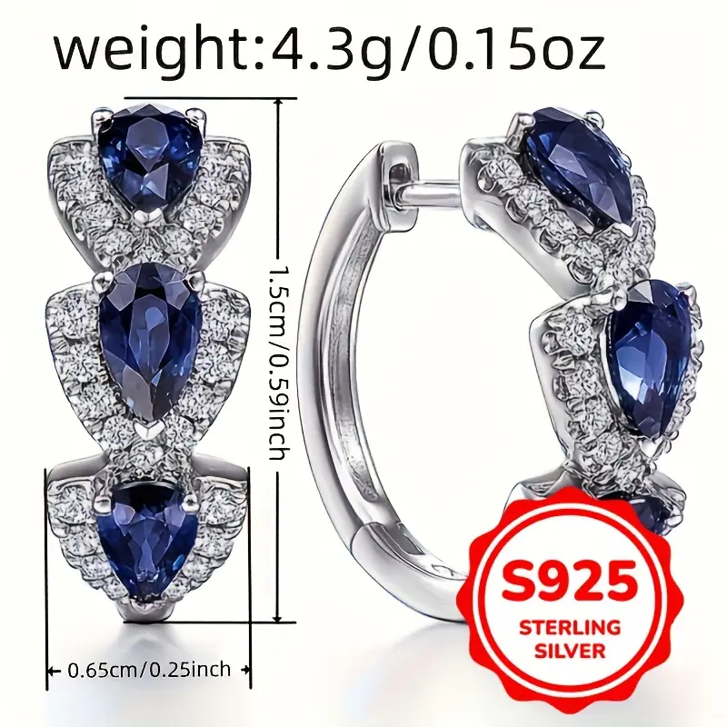 a pair of 925 sterling silver round earrings for ladies fashion rings with an elegant and luxurious style are suitable for brides engagement and wedding jewelry Product details 3